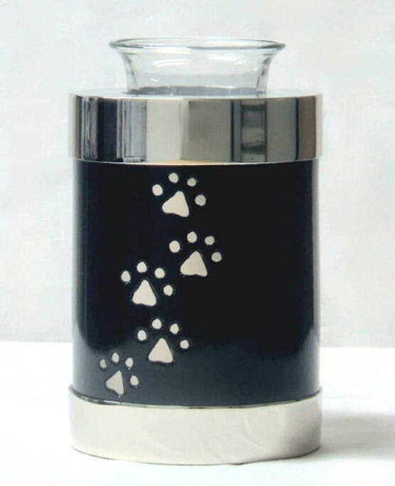 Paws of Love Tealight Urn - Black/Silver