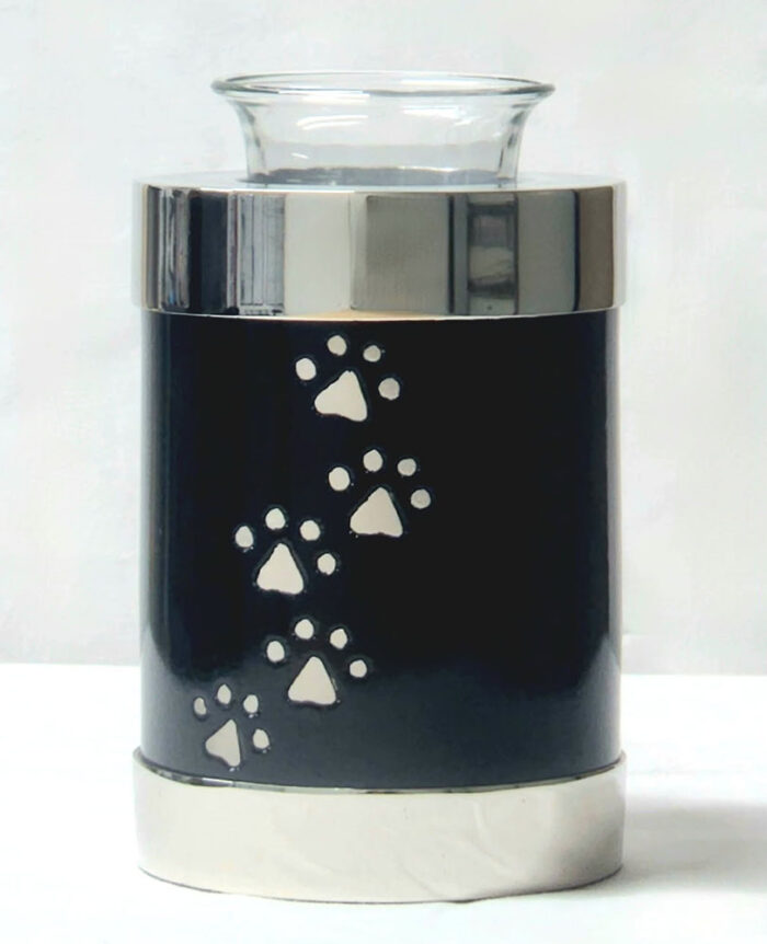 Paws of Love Tealight Urn - Black/Silver