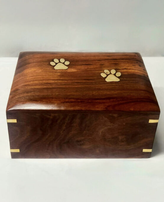 Wooden Urn - Brass paws