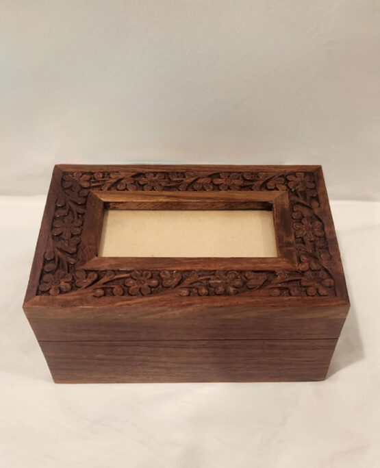 Wooden Urn - Carved with Photo