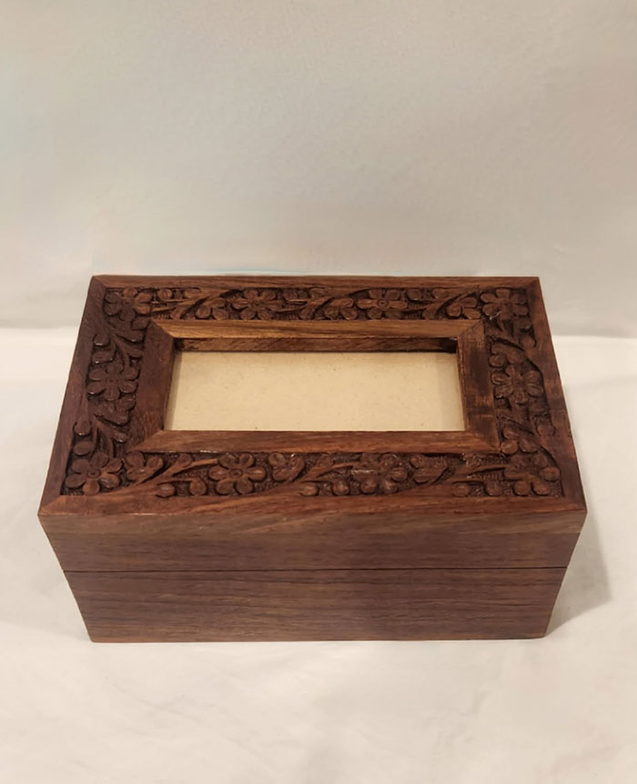 Wooden Urn - Carved with Photo